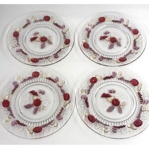 Westmoreland Della Robbia Glass Ruby Dinner Plate 9" D VTG Embossed Fruit 1970s